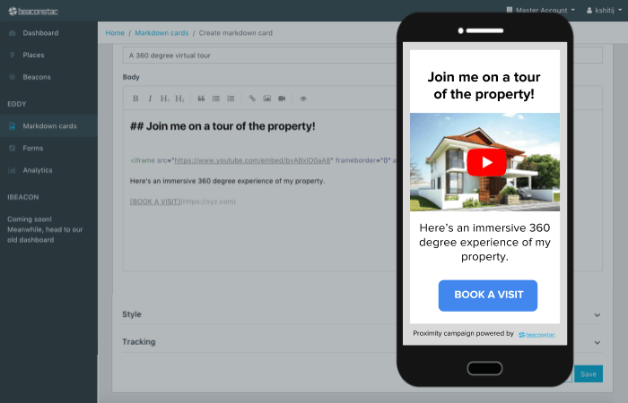 Embed videos in beacon notification cards | Beaconstac