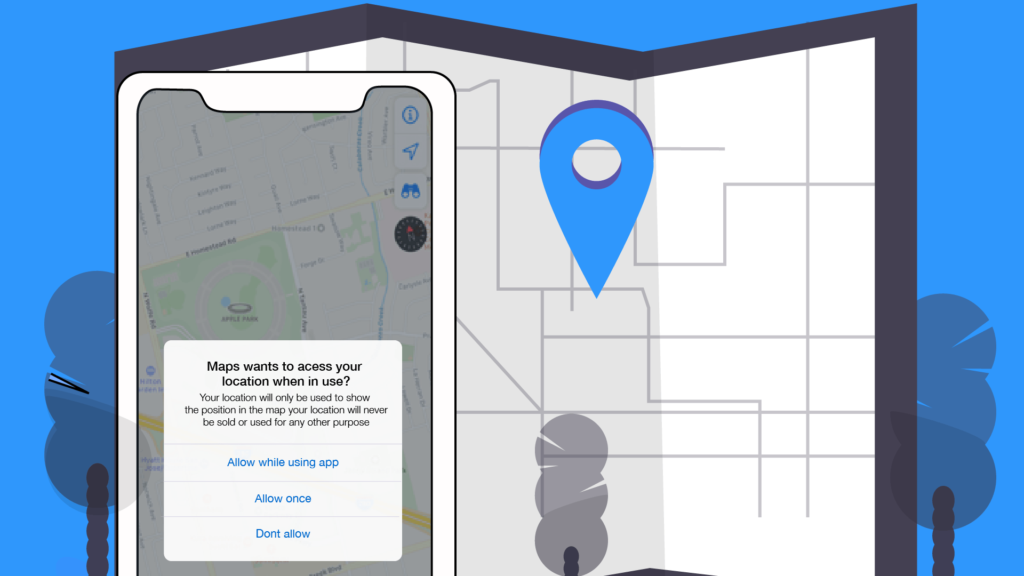 Apps seeking for permission from the user to track their location Always, While Using App or Never