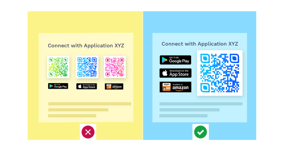 Multiple QR Codes for different app stores for a single app vs a single dynamic QR Code for an app