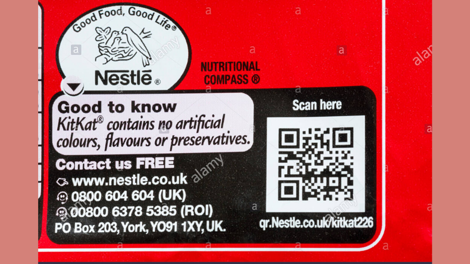 Through Nestlé CPG QR code on food packaging customers avail product information