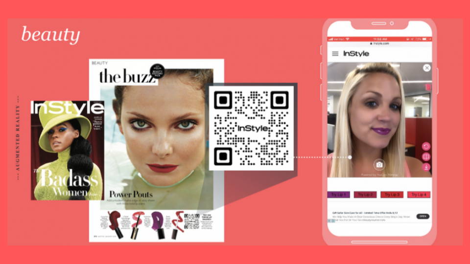 AR QR Codes on print ads for InStyle products
