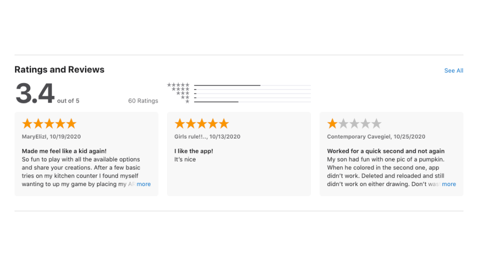 Reviews of Amazon AR App