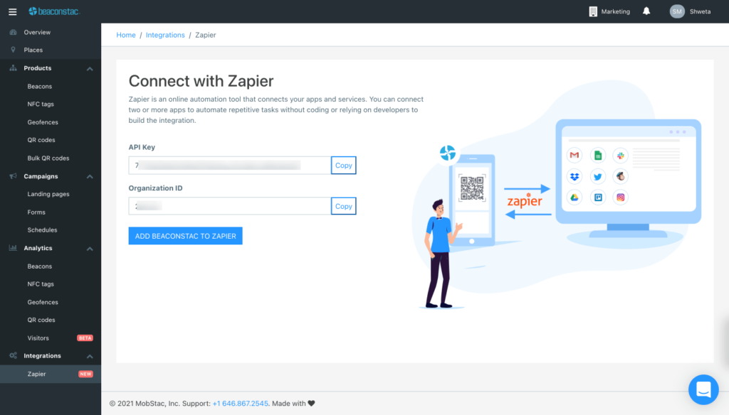 Connect Beaconstac to your Zapier account 