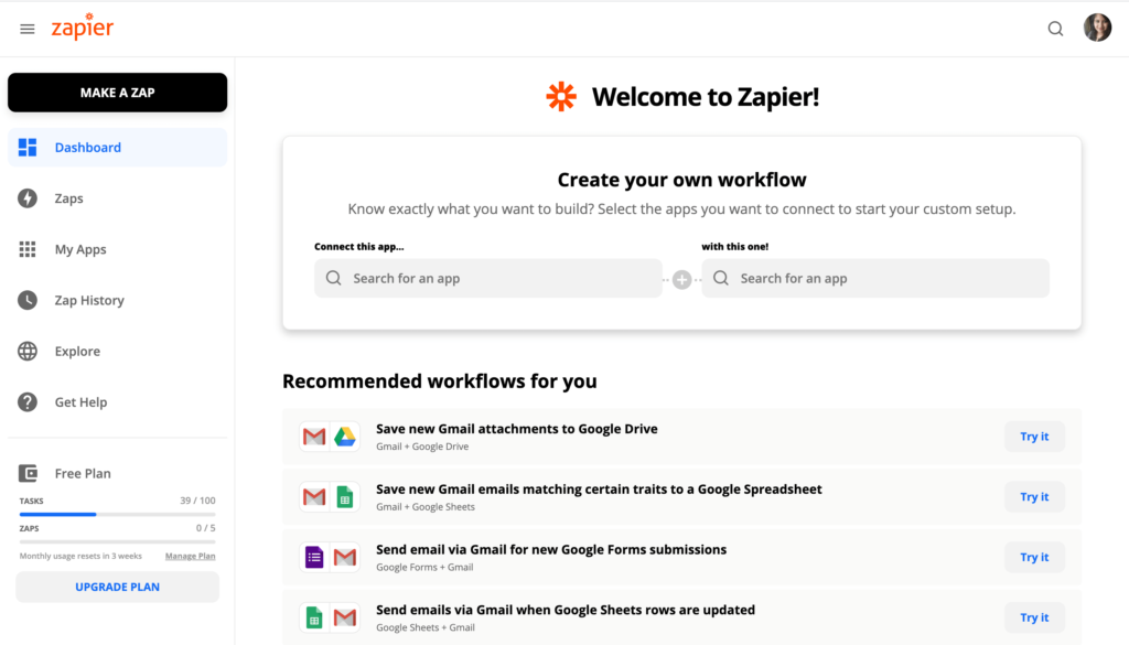 Create a Zapier account