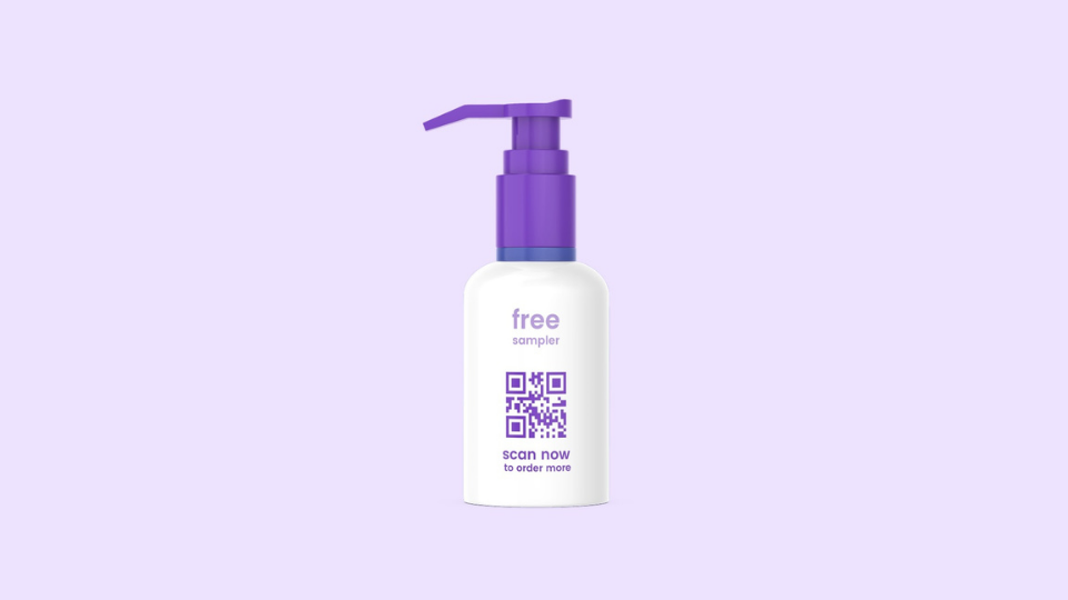 QR Code to let consumers purchase the full-size beauty product after sampling it
