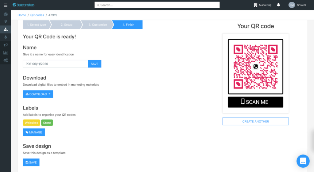 Save the QR Code's design as a template