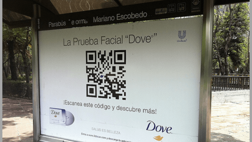 Dove placed large CPG QR Codes to provide product information near bus stops