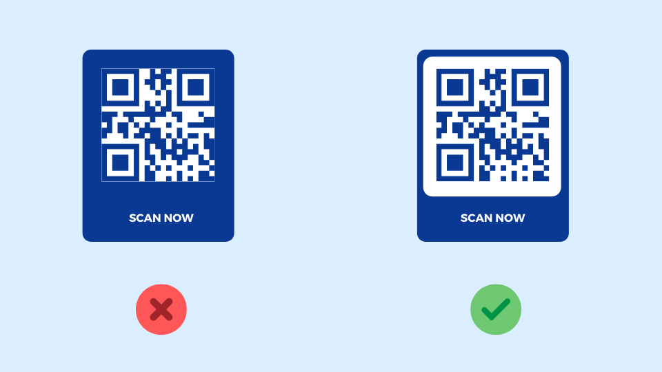 Quiet zone around QR Code for better scanning for TV commercials