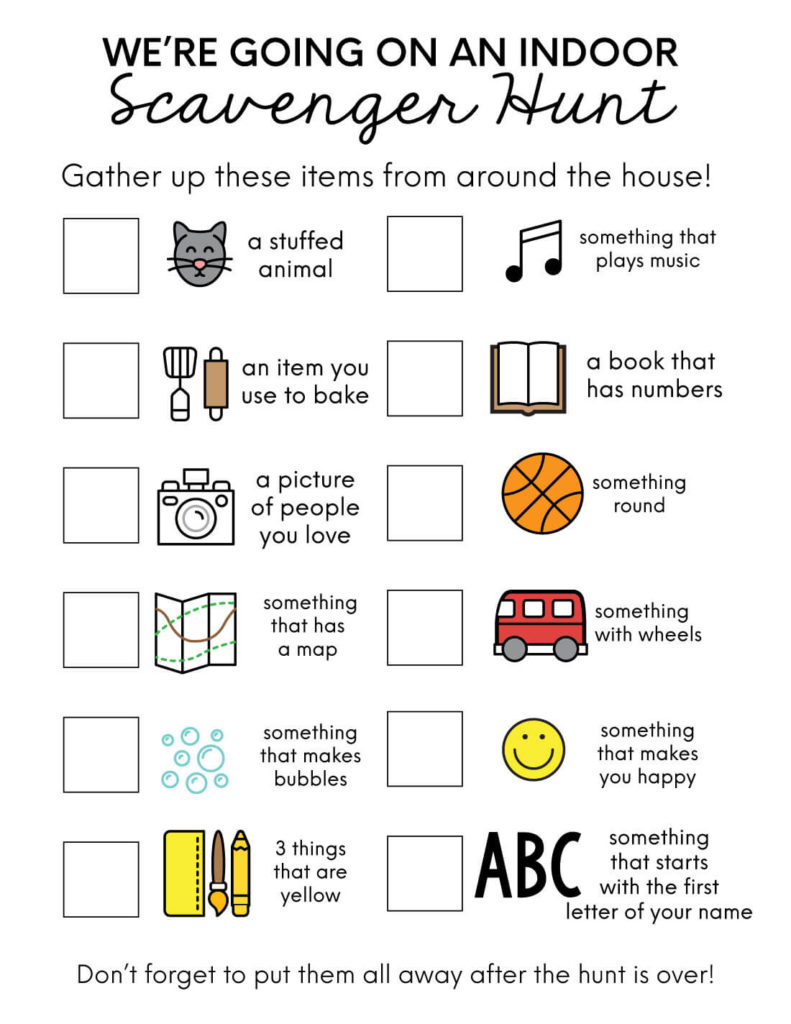 A sample list for a scavenger hunt game using QR Codes
