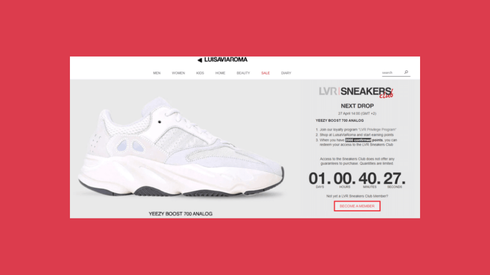 LuisaViaRoma’s exclusive membership program, the Sneakers Club
