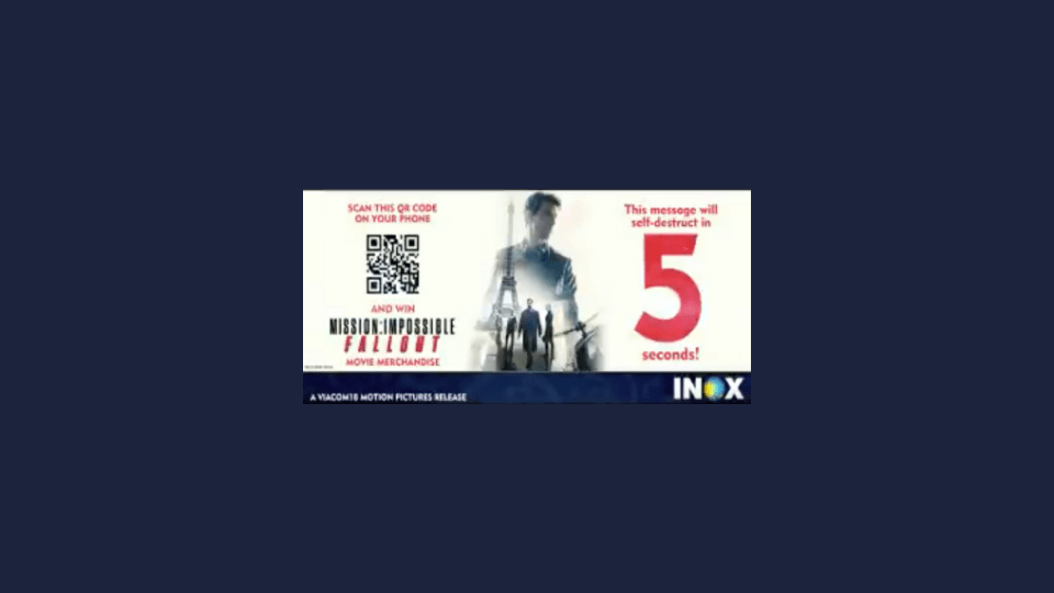 Movie merchandise on offer for customers who scan the QR Code as part of Mission: Impossible Fallout promotions