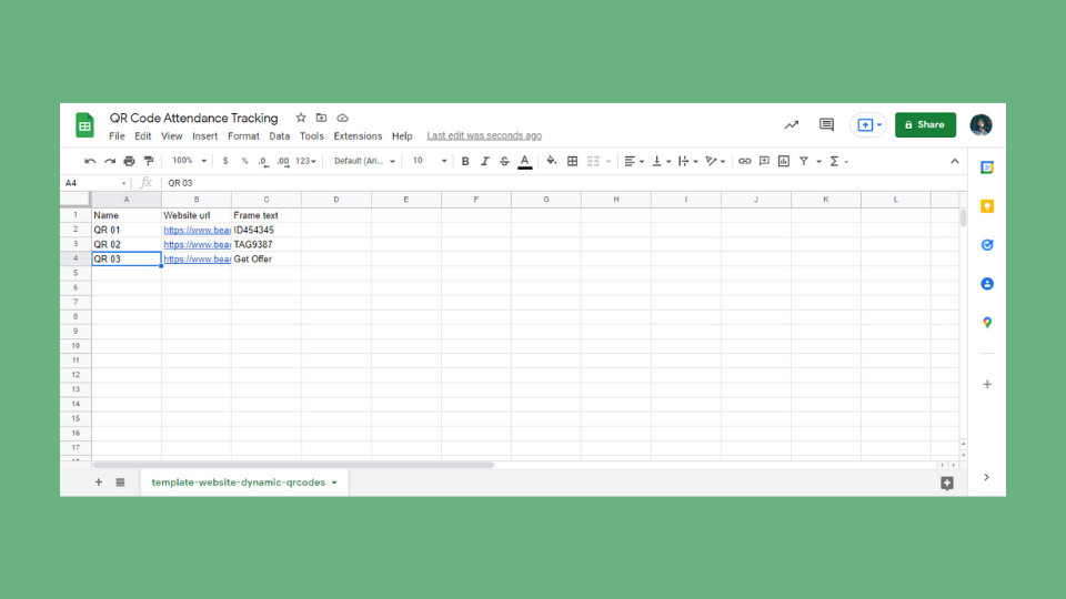 Download and open the spreadsheet template