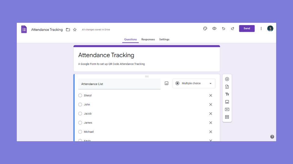 Set up your attendance tracking Google Form