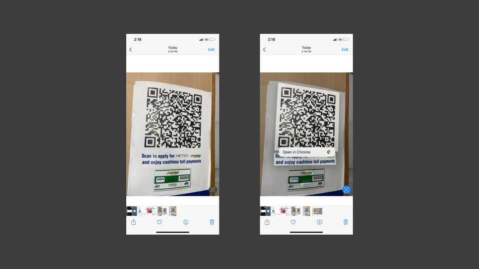 Scan QR Code from photo gallery on iOS device