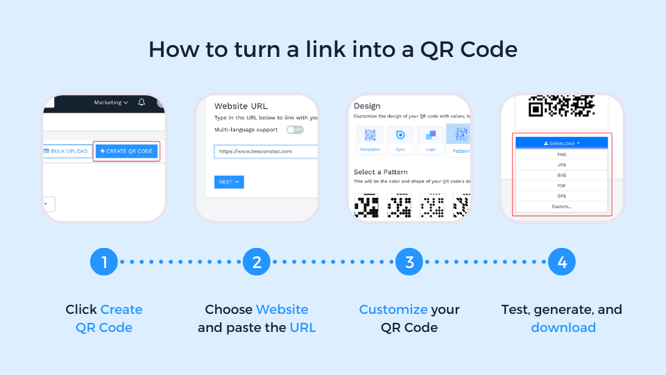 How to turn a link into a QR Code using Beaconstac's QR Code generator
