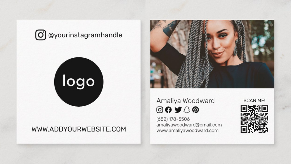 Modern and square-shaped QR business card template