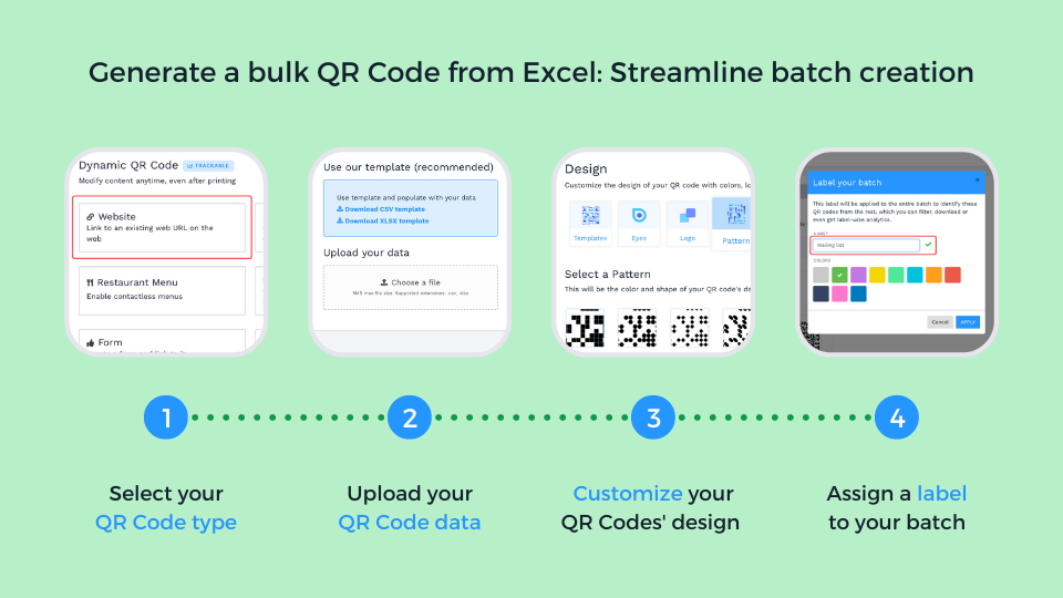You can easily generate a bulk QR Code from Excel by following these steps