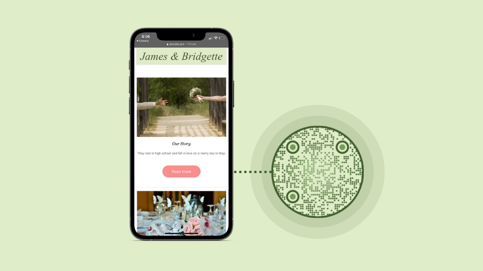 A landing page QR Code for wedding RSVP