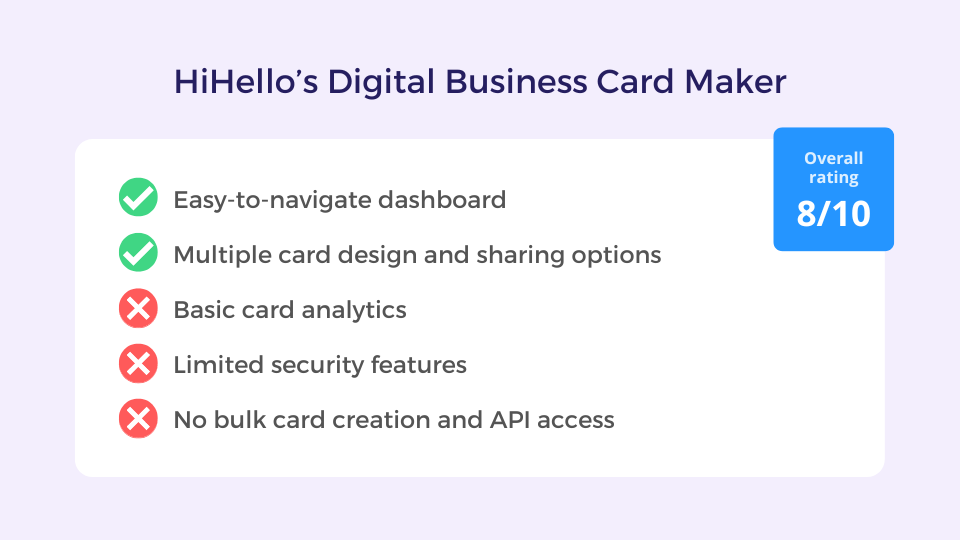 HiHello's digital business card maker - rated 8 on 10