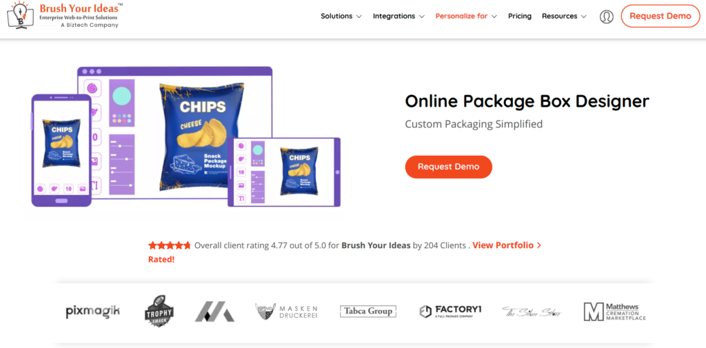 Online package box designer