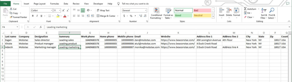 Populating the bulk-upload spreadsheet template with all the necessary details