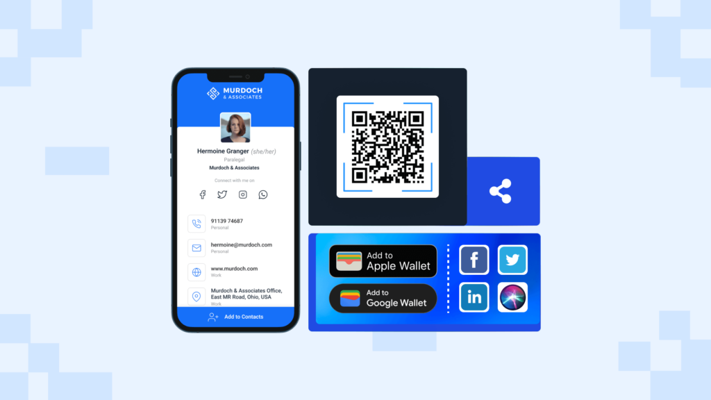 Digital business card sharing options via Beaconstac