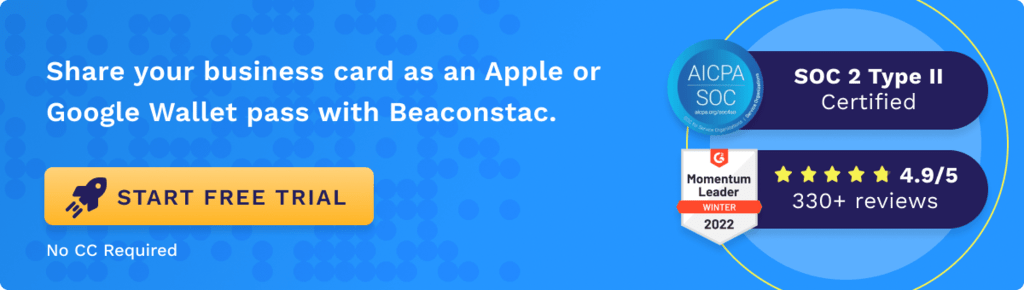 Share your digital business card as an Apple or Google Wallet pass with Beaconstac
