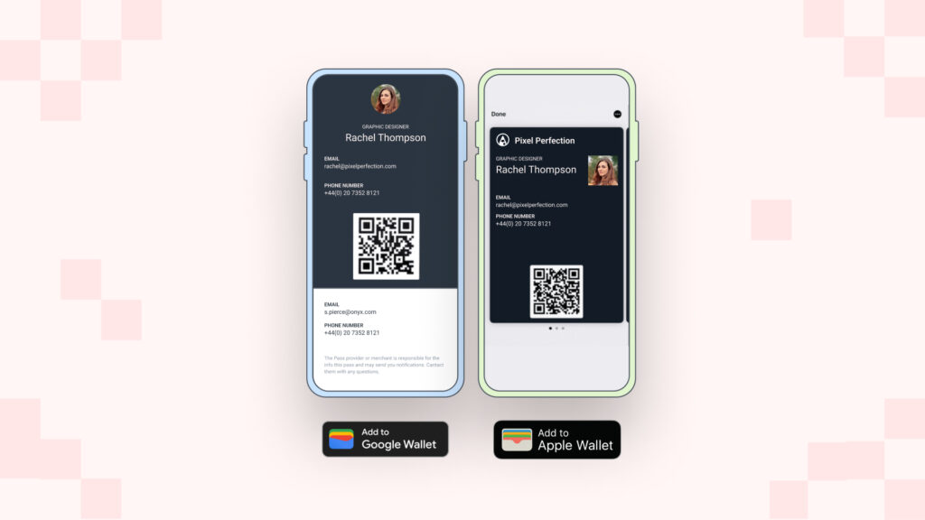 Sharing a digital contact as an Apple or Google Wallet pass