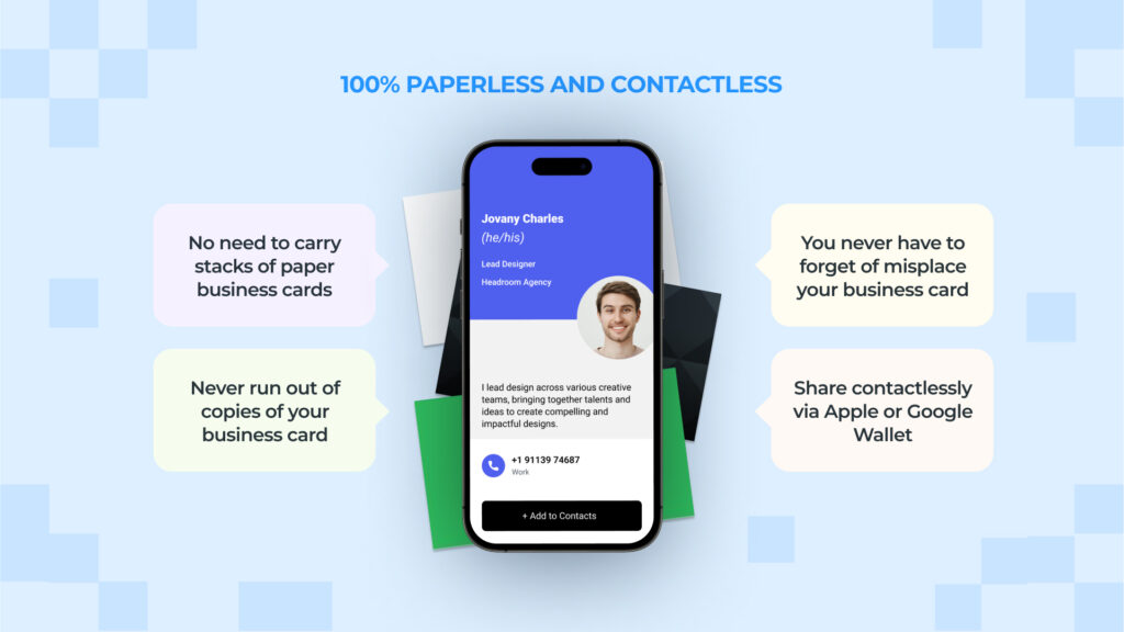 Professional networking with digital business cards is 100% paperless and contactless