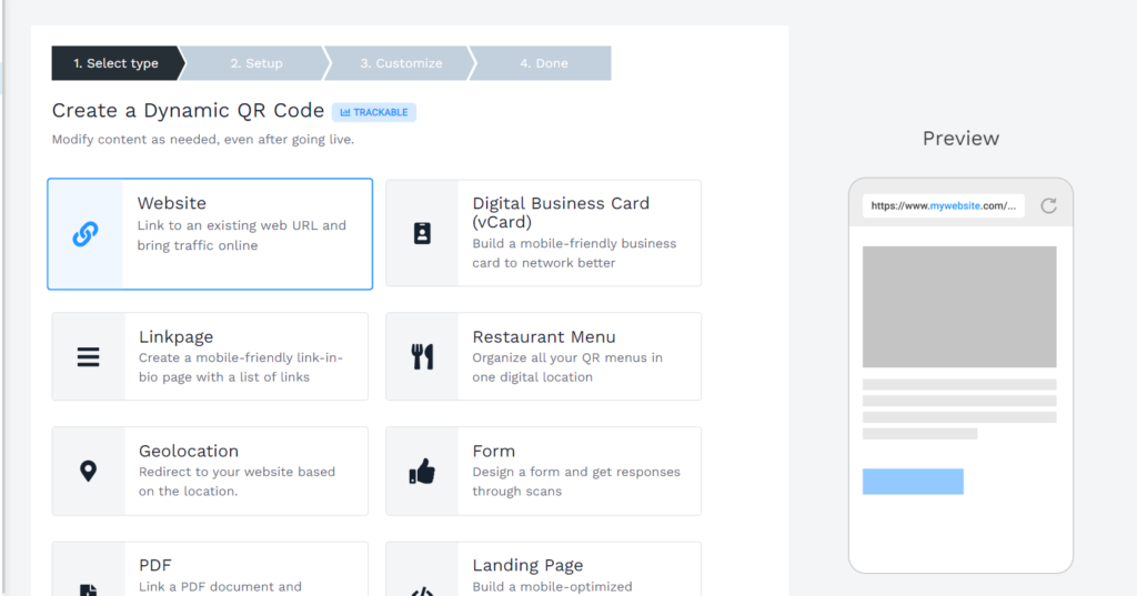 preview of your landing page on the right side of your screen