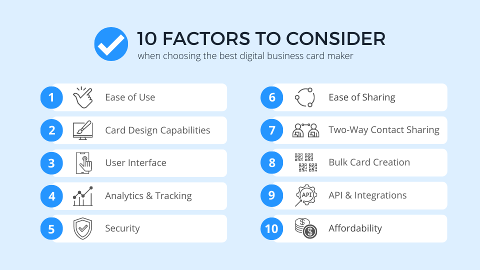 10 Factors to consider when choosing the best digital business card maker