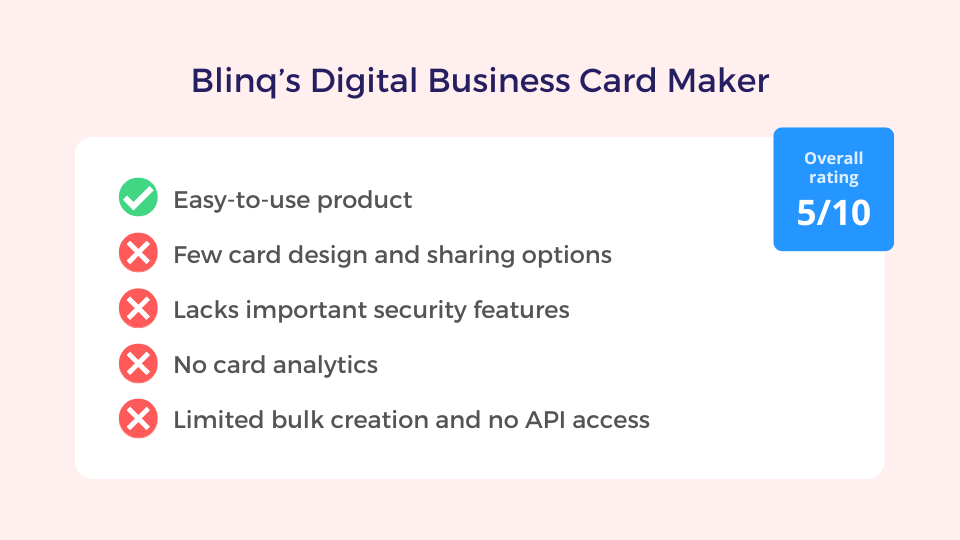 Blinq's digital business card maker - rated 5 on 10