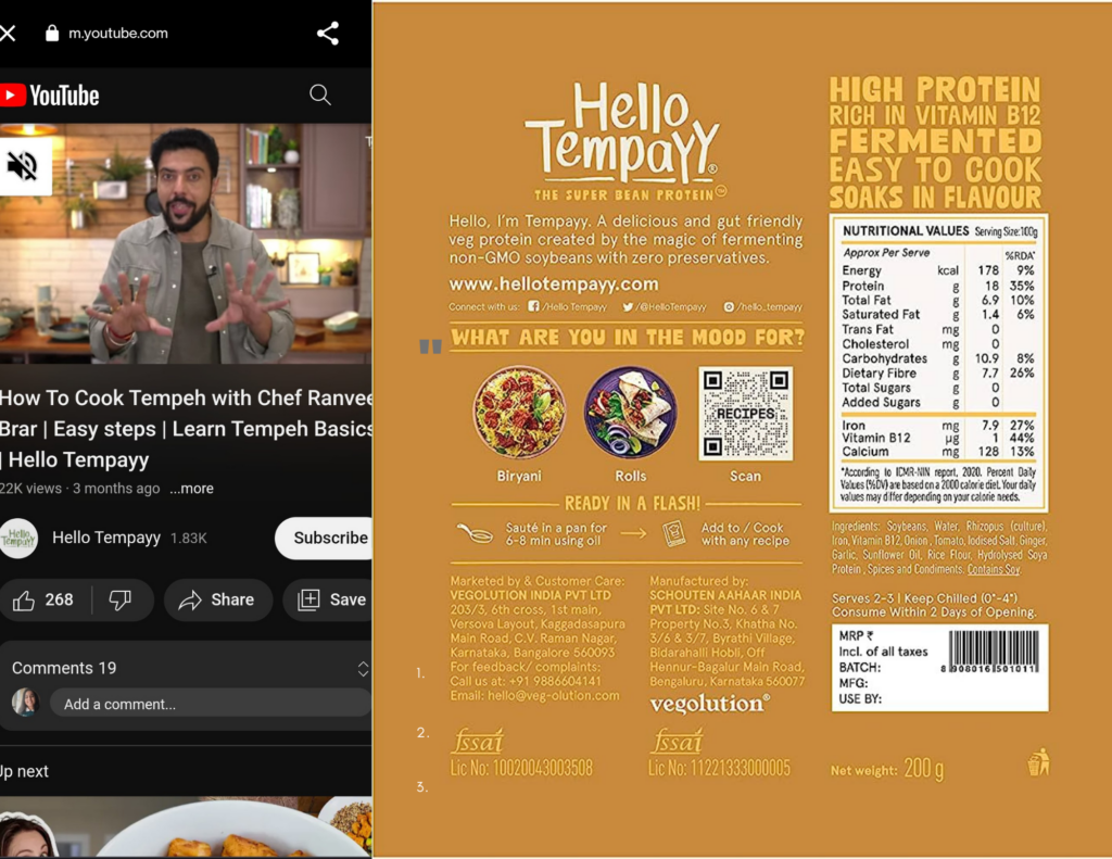 Hello Tempayy uses video QR Codes on product packaging to share recipes