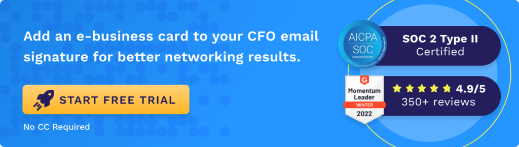 Add an e-business card to your CFO email signature for better networking results