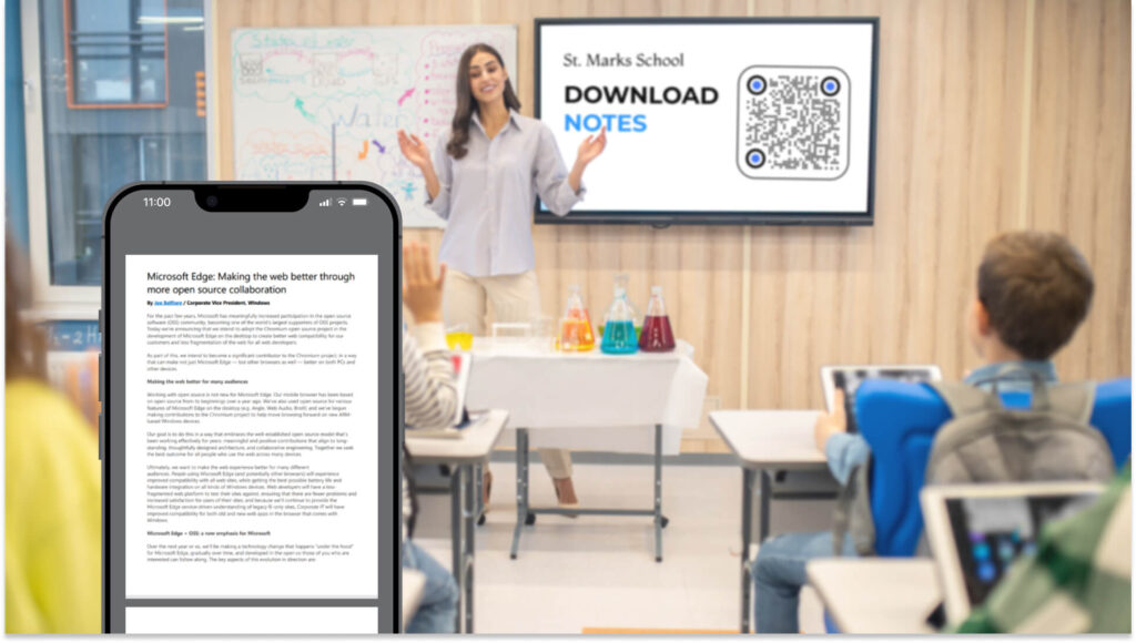 Use PDF QR Codes in classrooms by sharing notes and research papers