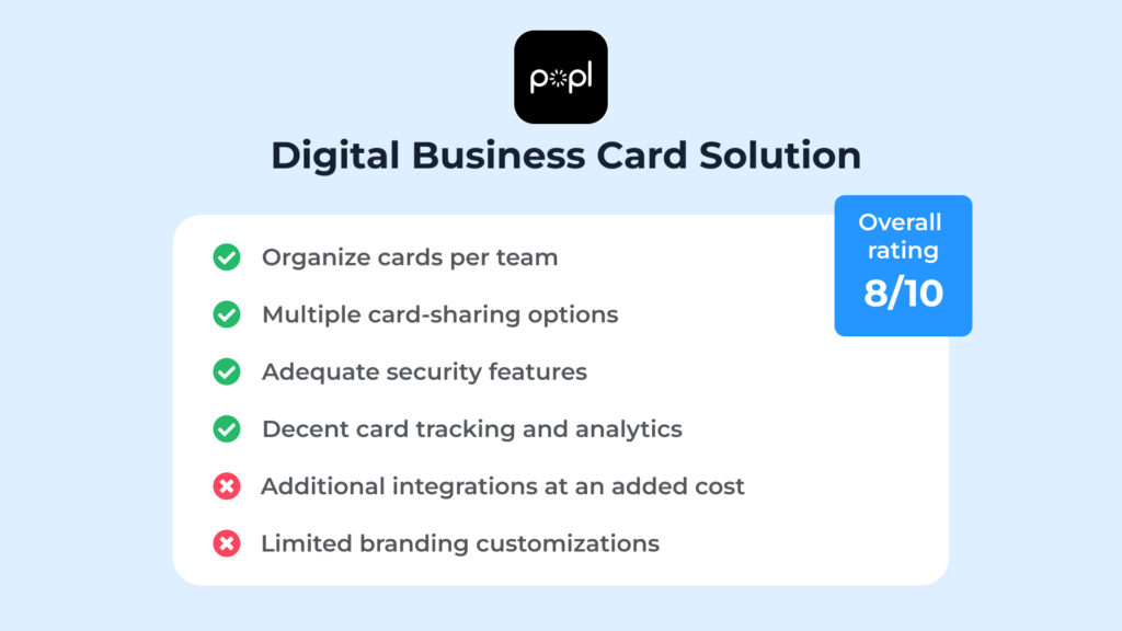 Popl's digital business card solution at a glance