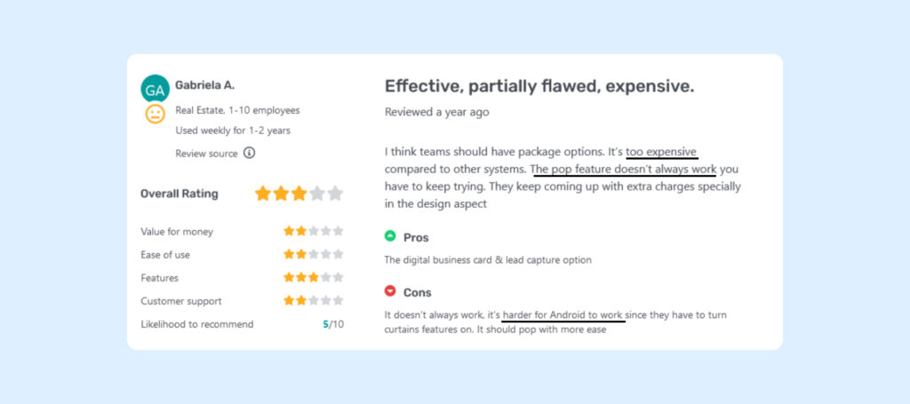 A small business review for Popl on GetApp